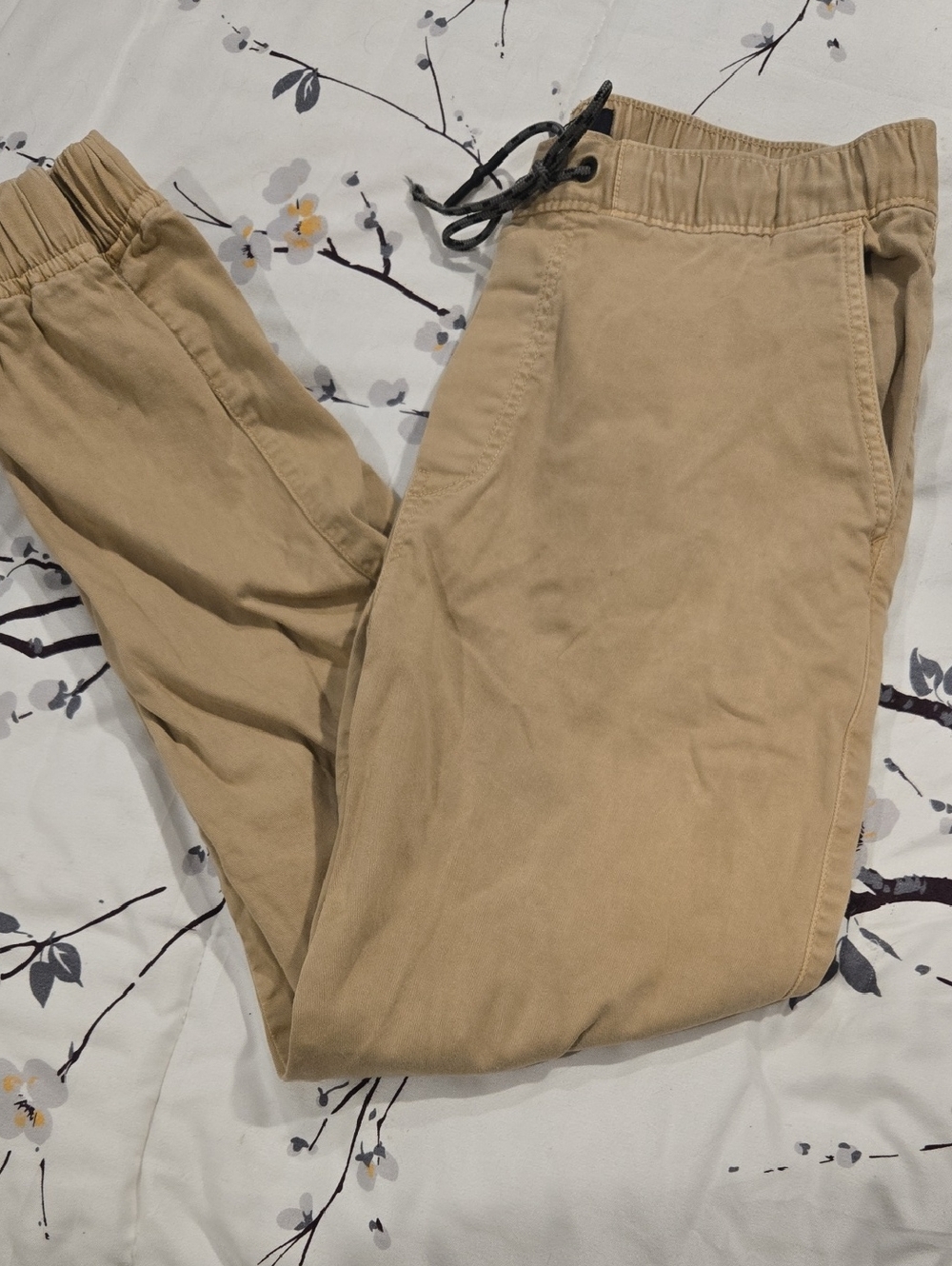 American Eagle Outfitters Men's Tan Elastic-Waist Chinos